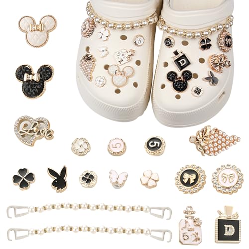 18PCS Croc Charms for Adults Girls Shoe Charms for Clog Shoes Crystal Rhinestone Chain Shoe Accessories Shining DIY Shoe Decoration Charms for Women Girls Birthday Christmas Party Gifts