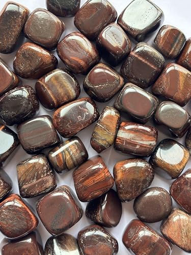 Image of Tumbled Stones, Natural Crystal Healing Stones, Home Office Decor, Aquarium Decorative Pebbles, Vase Fillers (Red Tiger Eye, 50)