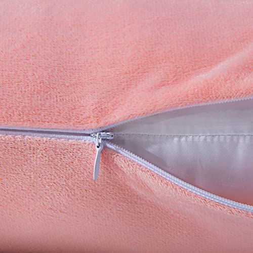 Image of NTBAY 2 Pack Zippered Velvet Queen Pillowcases, Super Soft and Cozy Luxury Fuzzy Flannel Pillow Cases with Zipper, 20x30 Inches, Light Pink