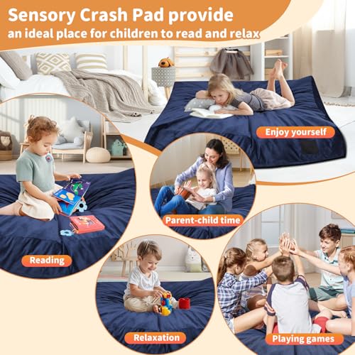 WOUDY Crash Pads for Kids Sensory, Sensory Crash Pads for Autistic Children, Crash Pads Sensory Pads, Crash Pads, for Children and Adults,with Washable Cover (3 feet x 3 feet) Blue - Image 3