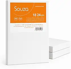 Kit com 3 Telas para Pintura Souza & Cia 18x24cm – Algodão 100% com Chassi de Madeira – Souza – Ideal para Iniciantes, Escola e Ateliê (Kit 3 Telas – 18x24cm)