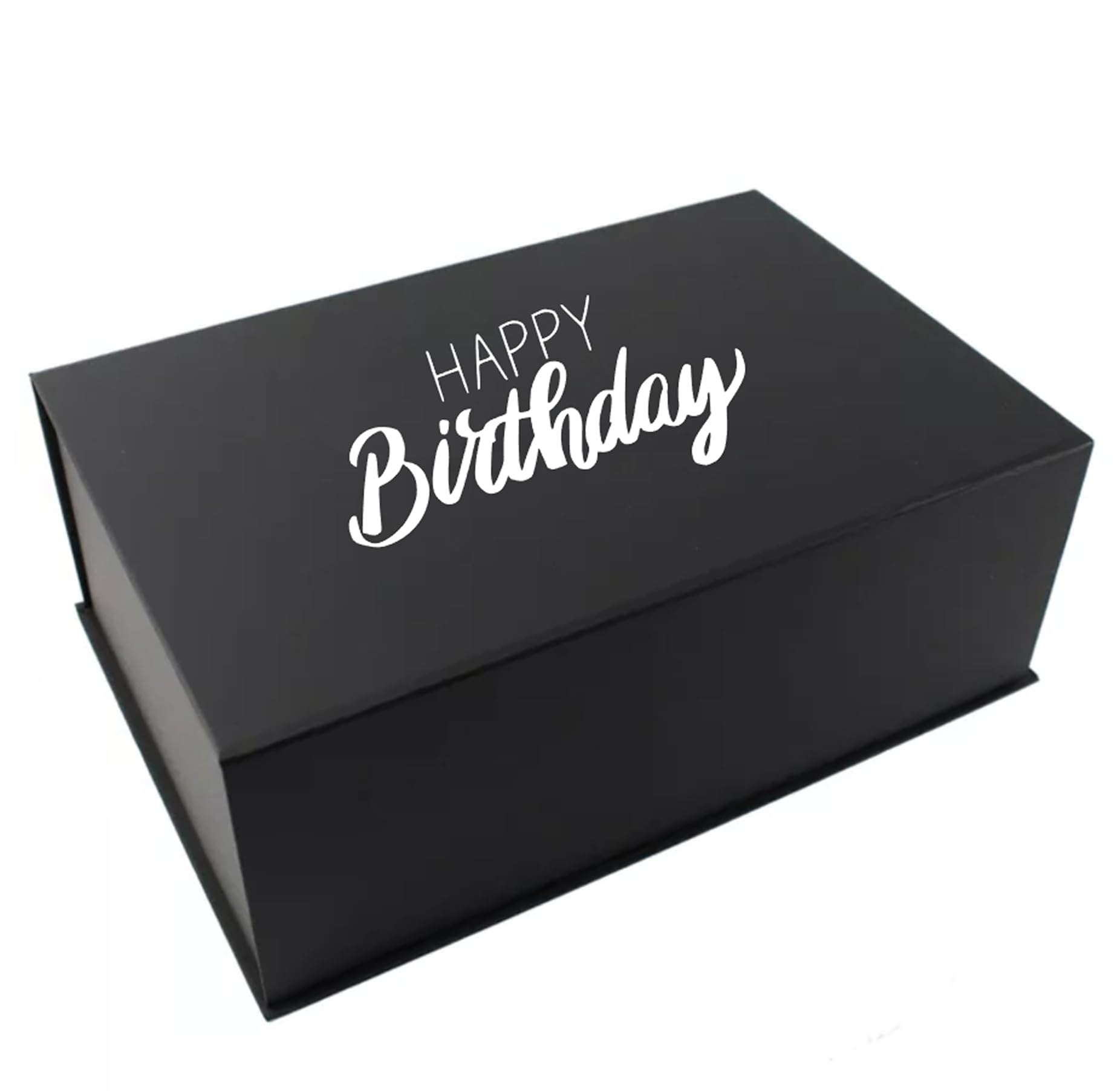 Extra Large Birthday Gift Box, 40 x 30 x 15cm, Black Magnetic Closing Box in 9 Designs, Keepsake Gift (Design 3, Extra Large Box)