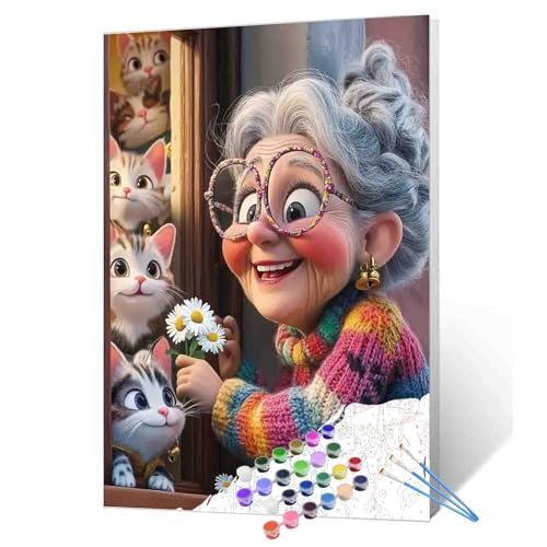 Peinture par numéros chat mignon et peinture à l'huile numérique pour adulte créatif