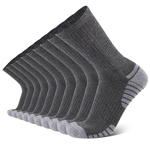 COOVAN 8 Pairs Mens Cushioned Crew Socks Athletic Moisture Wicking 8 Pack Work Socks