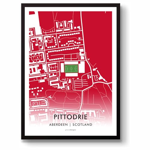 Carte de football Aberdeen FC A3 GroundDesigns impression haut de gamme