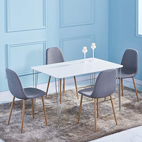 image for Ivinta Modern Wood White Dining Table for 4/6 Hairpin Computer Desk Ki