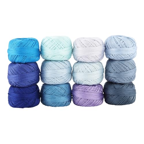 Rhapsody hilo perlé algodón tamaño 8 set azul cósmico miniatura 6