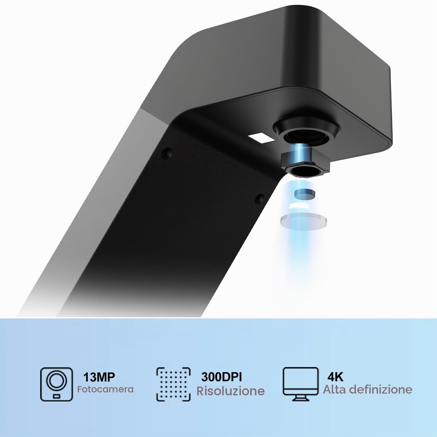 JOYUSING Scanpad100 - Scanner per documenti portatile, fotocamera per documenti USB da 13 MP, 1 s per scansione, formato A4, OCR, miglioramento AI, pronto per i viaggi, supporto Win e Mac e Linux (non