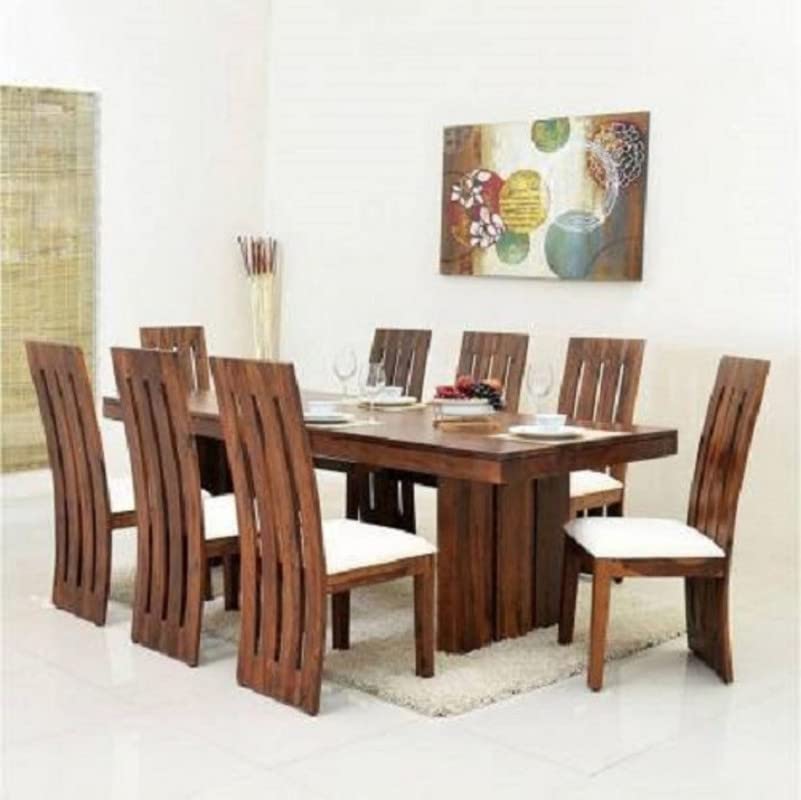 GM CRAFT Solid Sheesham Wood Eight Seater Dining Set for Dining Room Restaurant Hotels Cafe, Wooden Dining Set, Sheesham Wood Dining Set,07