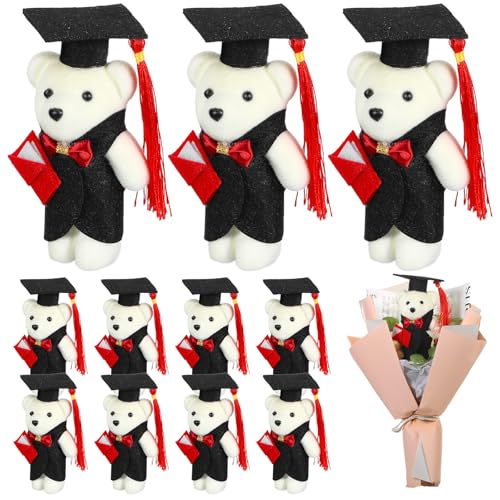 ibasenice 24 Piezas de Osos de Peluche para Graduación, Muñecos Pequeños de Espuma y Tela para Decorar Ramos y Crear Ambiente en Sala o Cuarto Infantil Varios Estilos