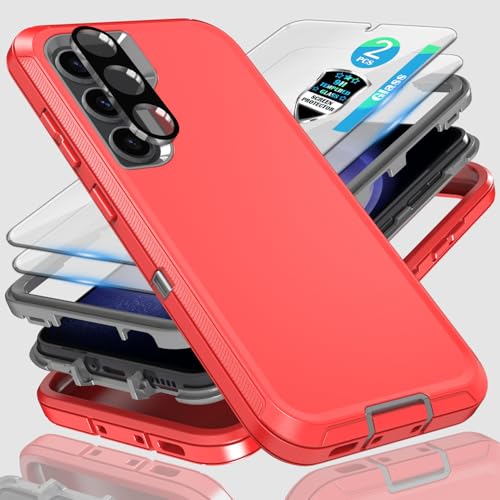 Coque Samsung S23 antichoc avec 2 verres trempés et 1 film objectif