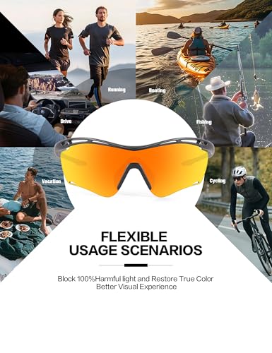 Image of BIRCEN Mens Polarized Sunglasses for Sports: TR90 Lightweight Sun Glasses Wrap Around Shades for Fishing Driving Cycling