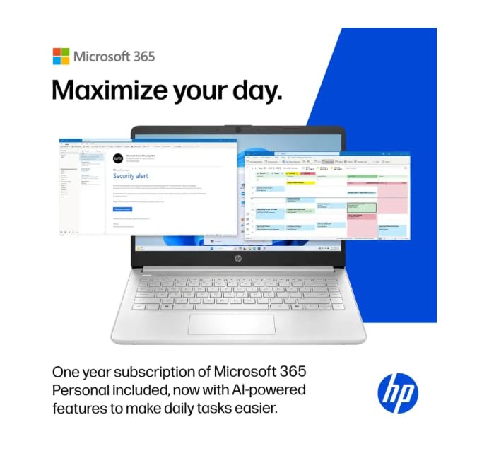 Image of HP 14 inch Business Laptop Computer with 1-Year Office 365, Intel Quad-Core N150 Processor, 4GB RAM 640GB Storage (128GB UFS+512GB SD Card), Windows 11 Home, PLUSERA Earphones, Natural Silver
