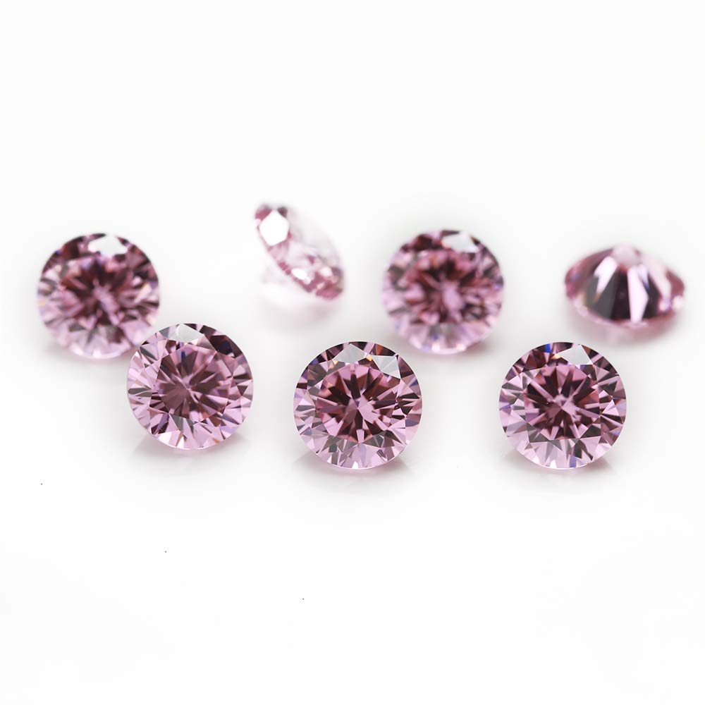 1.0mm~16.0mm 5A Round Machine Cut Pink Color Cubic Zirconia Stone Loose CZ Stones