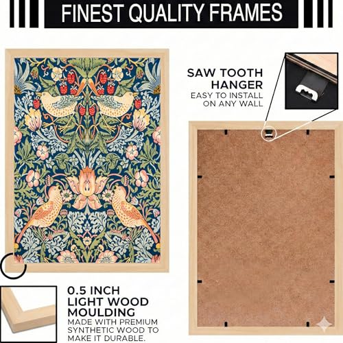 Image of BLINKART Wiliam Moris Aesthetic Modern Art Walls With Frame | Natural Wood Texture | Living Room Bedroom Office Wall Decoration | Poster Home Decor Frames Wall Bedroom | 12x8 Inches (D393)