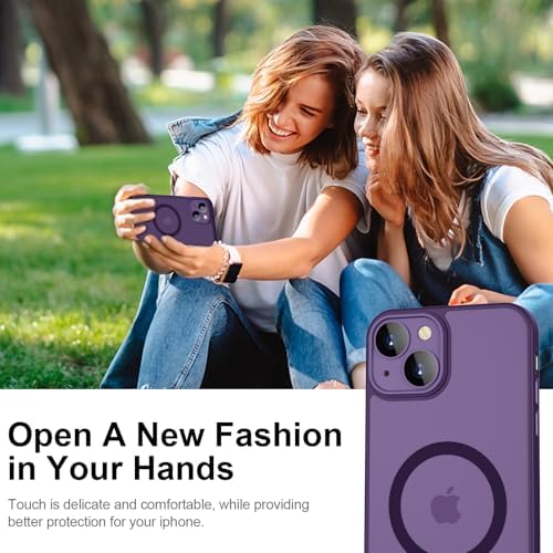 Phone Case for iPhone 14 Plus Case Compatible with MagSafe, YUANDMI Case for iPhone 14 Plus Magnetic Slim Thin Translucent Matte Back Shockproof Anti-Yellow Protective Cover Case Dark Purple - 5