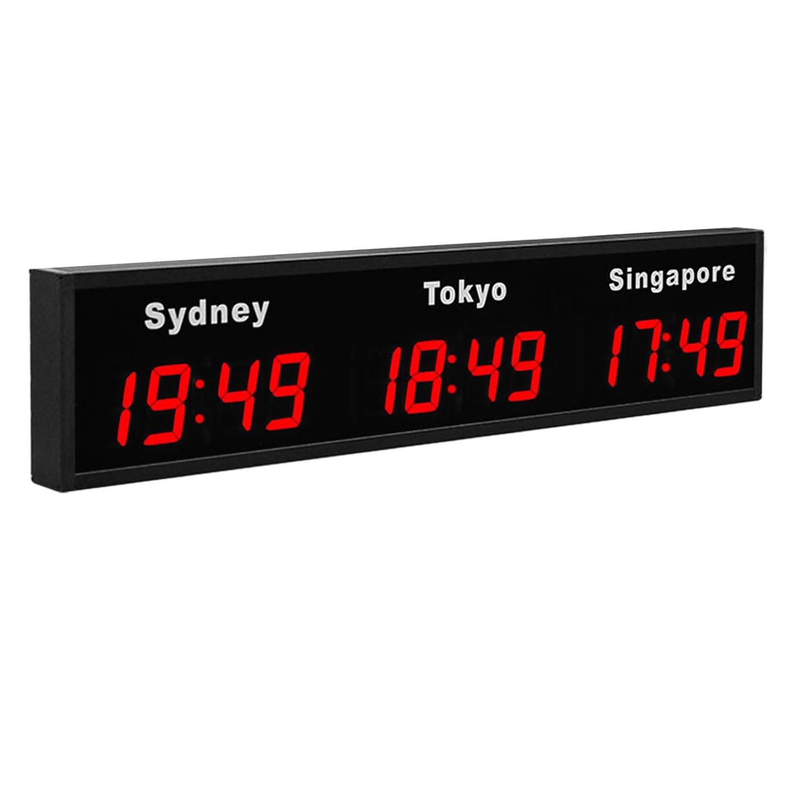 Orologio Mondiale Digitale a LED, Orologio con 3/4/5 Città e fusi orari Multipli con Display HD, Città Personalizzabili, Grande Orologio elettronico da Parete per Hotel e aziende