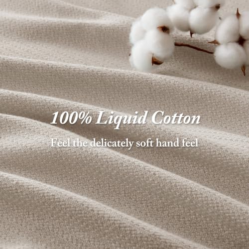 Image of Madison Park Liquid Cotton Blanket All Season, King, Beige | Breathable Fabric for Bed or Couch, Diamond Pattern, Lightweight, Ring Spun Weave, OEKO-TEX Certified, for Summer