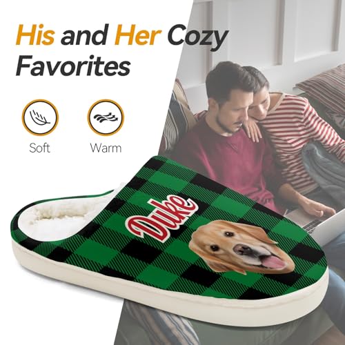 HUTARIO Custom Slippers Photo & Text for Dog Cat Mom Dad, Personalized Photo House Slippers for Women Man, Unique Gift for Pet Owners4