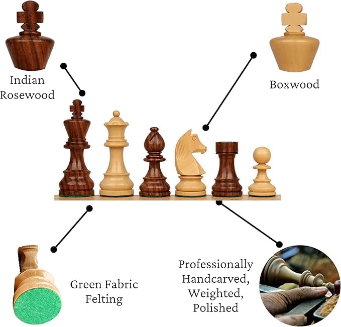 Wooden Chess Pieces Pawn with Extra Queens Chessmen Figurine Pieces Coins King Size (2.25 Inch) (Non Magneic) image 2
