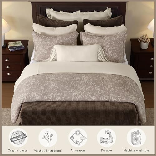 Image of HiEnd Accents Genoa Soft Washed Linen 3 Piece Queen Mocha Comforter Set