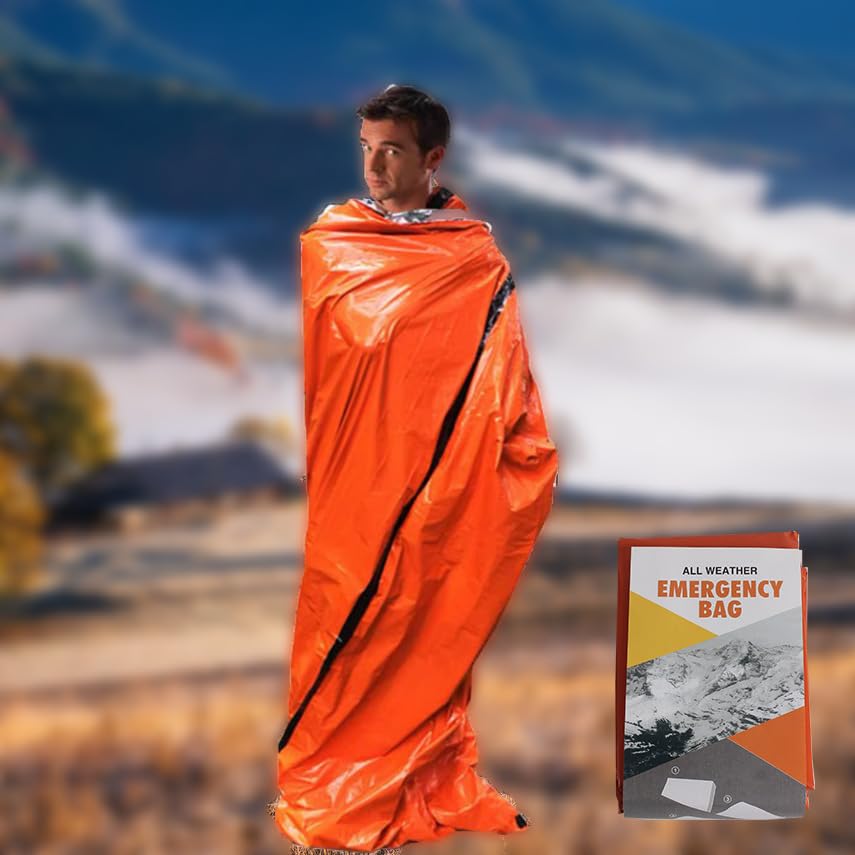 Outdoor First Aid Sleeping Bag Camping Climbing Insulated Warm Gear Survival Blanket 210x90 cm Orange