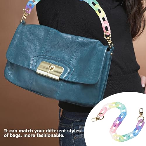 Image of Colorful Acrylic Chain Strap, Handbag Chain Replacement, Rainbow Resin Crossbody Bag Decoration Chain, Mini Clutch Bag Chain Strap (43CM)