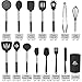 MIBOTE 15 Pcs Silicone Kitchen Utensils Set, Cooking Utensils Set with Heat Resistant BPA-Free Silicone and Stainless Steel Handle Kitchen Tools Set (Black)