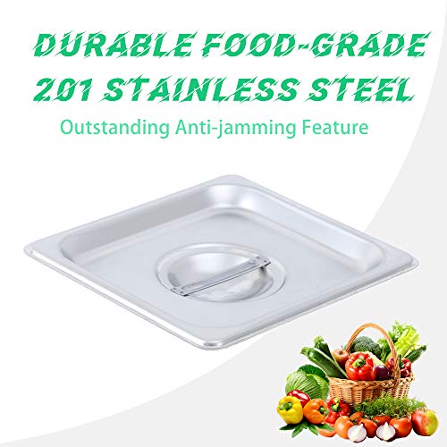 Aplancee 6Pcs Steam Table Pan Lid of Stainless Steel with Handle 1/6 Size for Food Cover