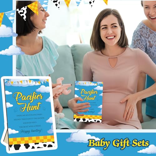 Image of Thyle 51 Pcs Blue Sky Pacifier Hunt Baby Shower Games Boy Story Decorations Include Hunt Sign and 50 Acrylic Pacifiers for Baby Shower Game Decoration Gift Sets Gender Reveal Party Decor
