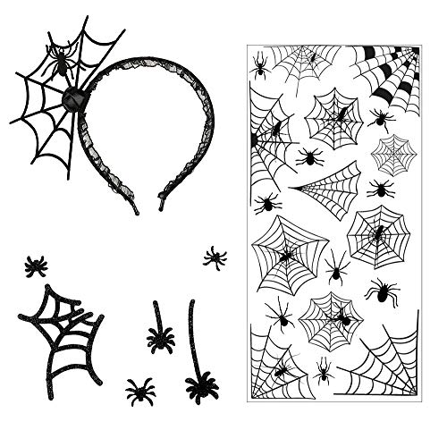 Halloween Spider Face Tattoos Stickers Headband - Mask Cosplay Costume Party Decors Supplies Accessories Favors