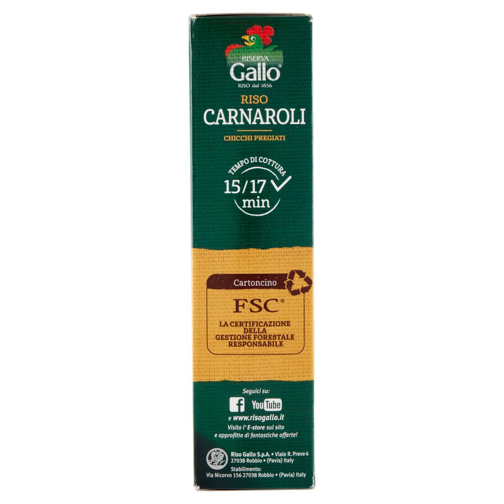 12x Gallo Riso Riserva Carnaroli,100% Italienischer Reis,Kochzeit 15 Minuten,Ideal für Risottos,Packung mit 1Kg + Italian Gourmet Polpa di Pomodoro 400g Dose