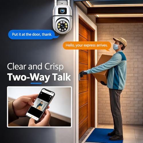 Image of 1080P Dual Lens Indoor Security Camera 3MP+3MP 360 Pan Tilt WiFi Home CCTV Camera with Night Vision Motion Detection Two Way Talk Surveillance SR14