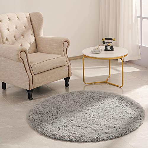Alfombras Redondas VOFUSHON Alfombras Redonda Salon Grandes Alfombra Pelo Largo de Habitacion Dormitorio Salon Comedor Lavable Antideslizante...