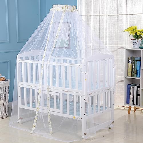 SH-RuiDu Crib Dome Mosquito Net, Universal 160x450cm Lace Decorative Toddler Bed Crib Canopy Netting for Baby Cribs, Breathable Mesh to Keep Mosquitos Away