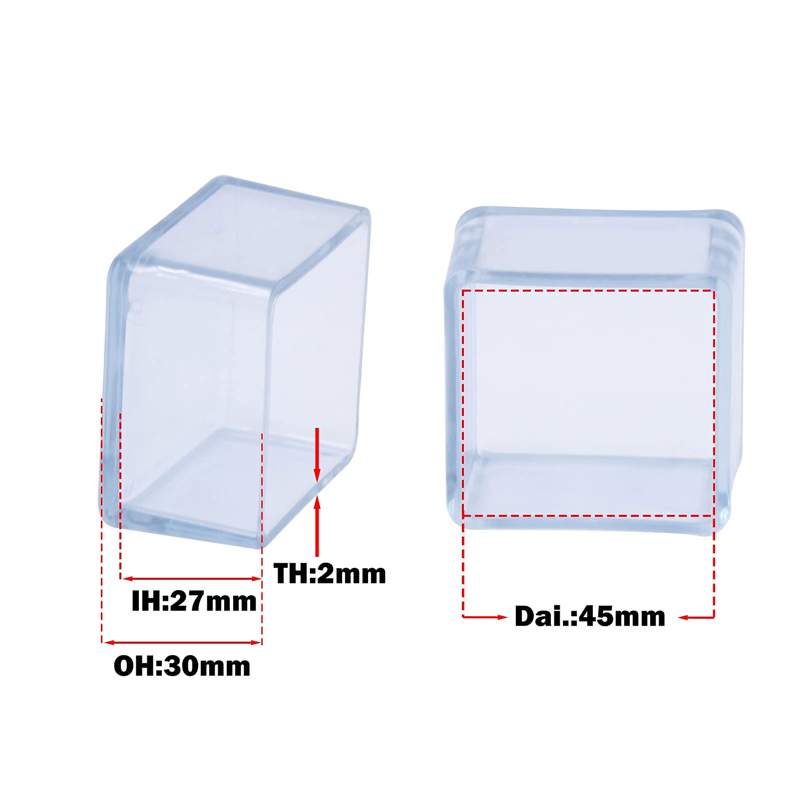 Flyshop 12PCS Chair Leg Caps PVC Furniture Floor Protectors Non-Scratch Square Table Chair Leg Tips Caps, 1-3/4" x 1-3/4" - Image 2