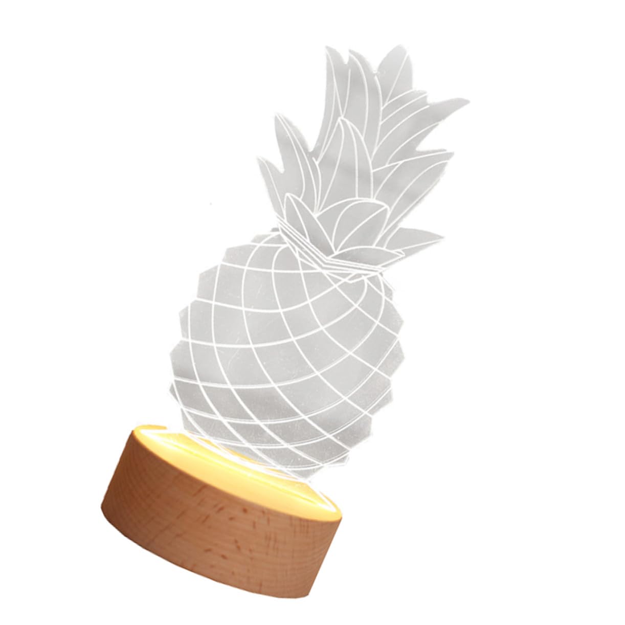 TEHAUX 3 Stck. Kreative Ananas LED Nachttischlampe mit Zartem Design und Langlebigem Material Dekoratives Nachtlicht für Wohnräume Geschenkidee Glattem Holzsockel Batteriebetrieben