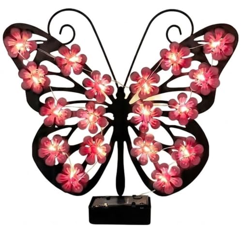 Luz solar de pared de metal con mariposa para iluminar vallas oscuras sin cables 2