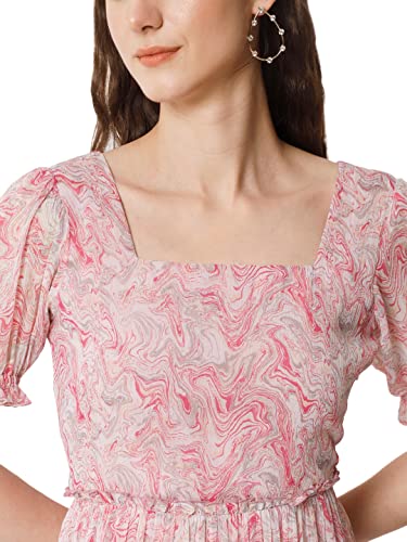 Image of ALL WAYS YOU Women's Casual Tie-Dye Half Sleeve Poly Georgette Ankle Length Dress for Women (A2107DRPR412)