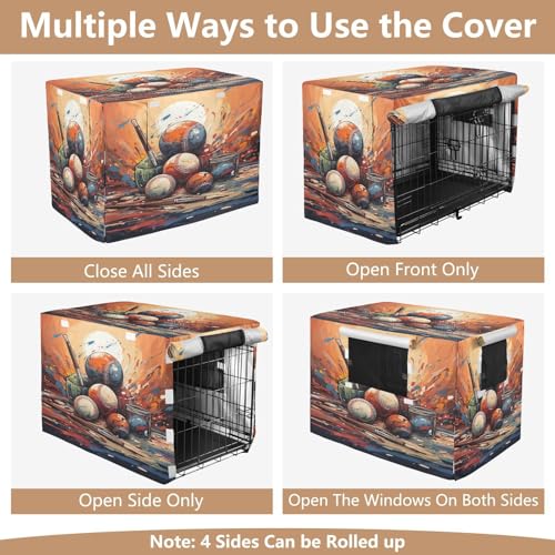 Housse imperméable pour cage chien chat extérieure intérieure imprimé baseball - 6