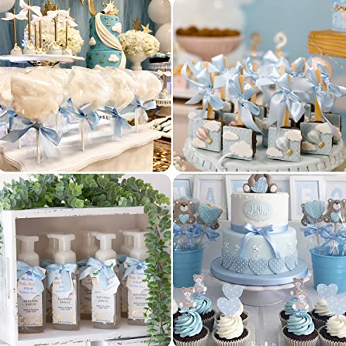 Light Blue Ribbon 40mm, 23 Meters Satin Fabric Present Ribbon for Crafting Gift Wrapping, Balloons, Floral Bouquet - Image 2