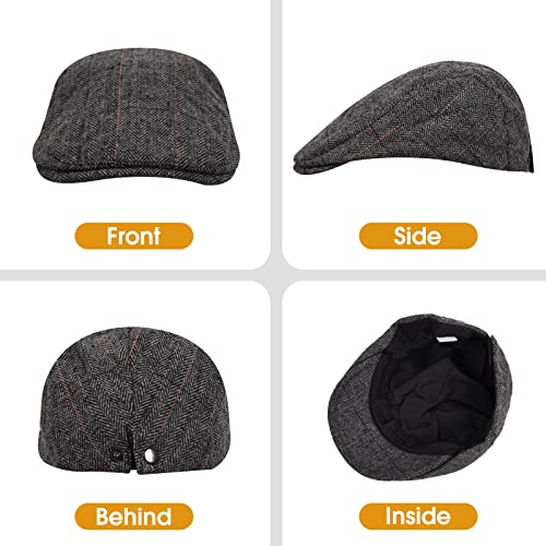 Vijamiy-Casquette-Beret-Homme-Plate-Vintage-Reglable-Gavroche-Casquettes-Berets-Unisexe-Chapeau-Newsboy-Hat-Golf-Flat-Cap