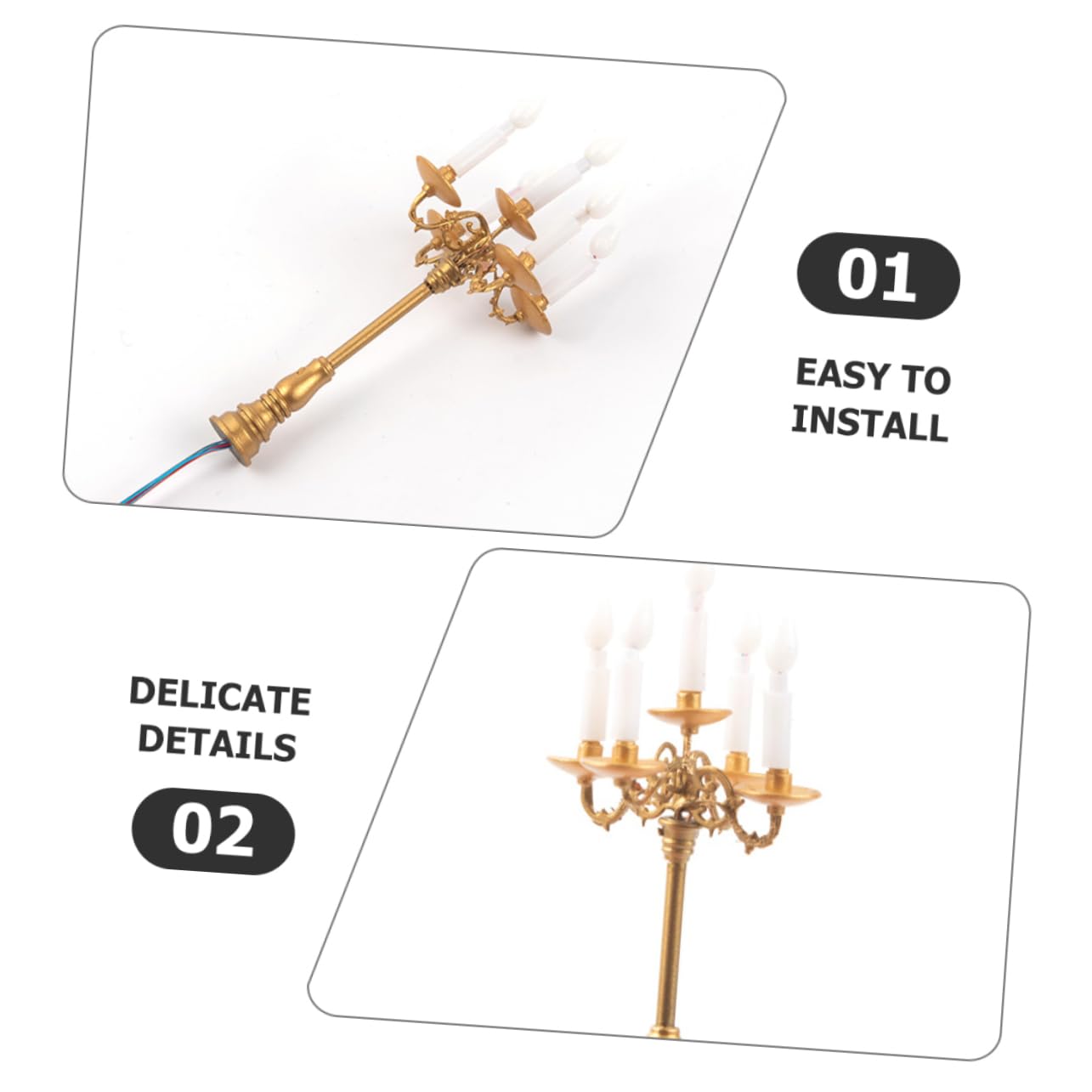 KOMBIUDA Miniature Candle House Mini Light Mini Lamp Model Sturdy Abs Metal Table Scene Decoration