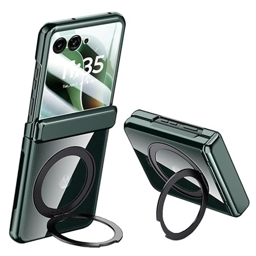 �K�potorola Razr60 Ultra�E���g���p�܂肽���݃t�H���P�[�X�A360°��]�\�ȃ����O�z���_�[�L�b�N�X�^���h�p�̃t�H�[���h�t�H���P�[�X[�񉩕�]���gRazr�E���g��2025�p�̓�����4�R�[�i�[�̑ϐk�ی�P�[�X (�ΐF,Razr 60 Ult