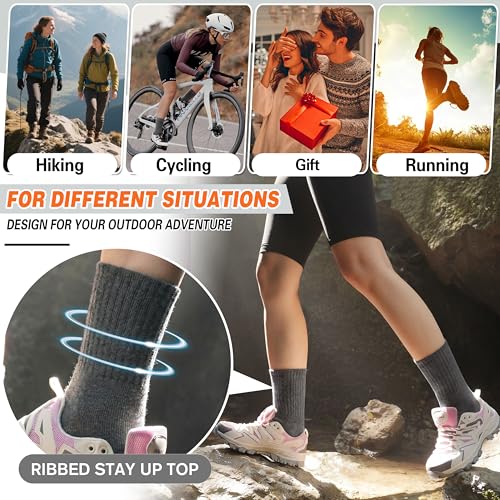 Image of Sandsuced 5 Pack Merino Wool Boot Hiking Socks for Women Warm Winter Thick Thermal Cozy Work Soft Ladies Socks
