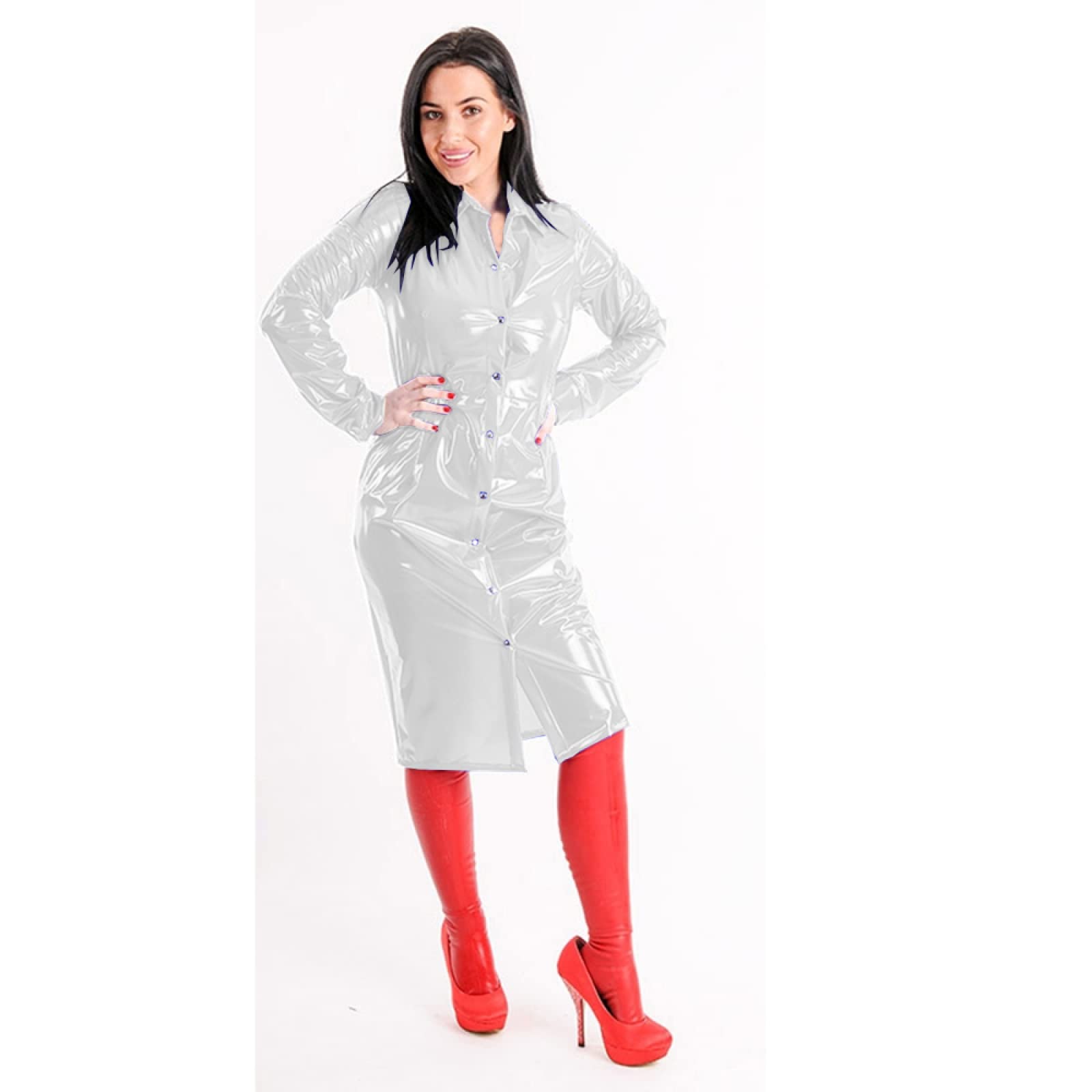 pvc shirt dress Taffeta Volume Maxi Shirt Dress