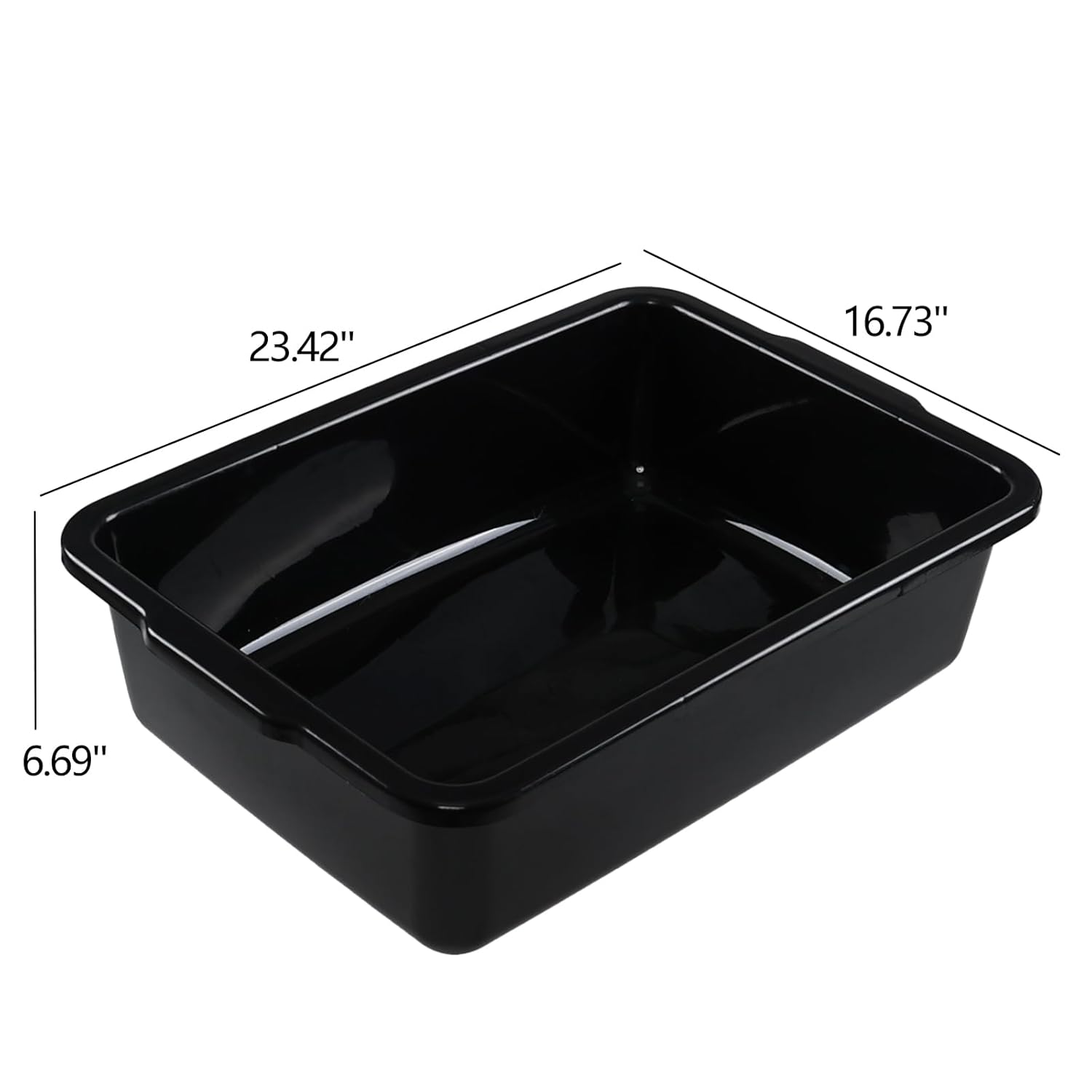 4-Pack 32 Liter Large Black Bus Tubs, Commercial Plastic Bus Trays