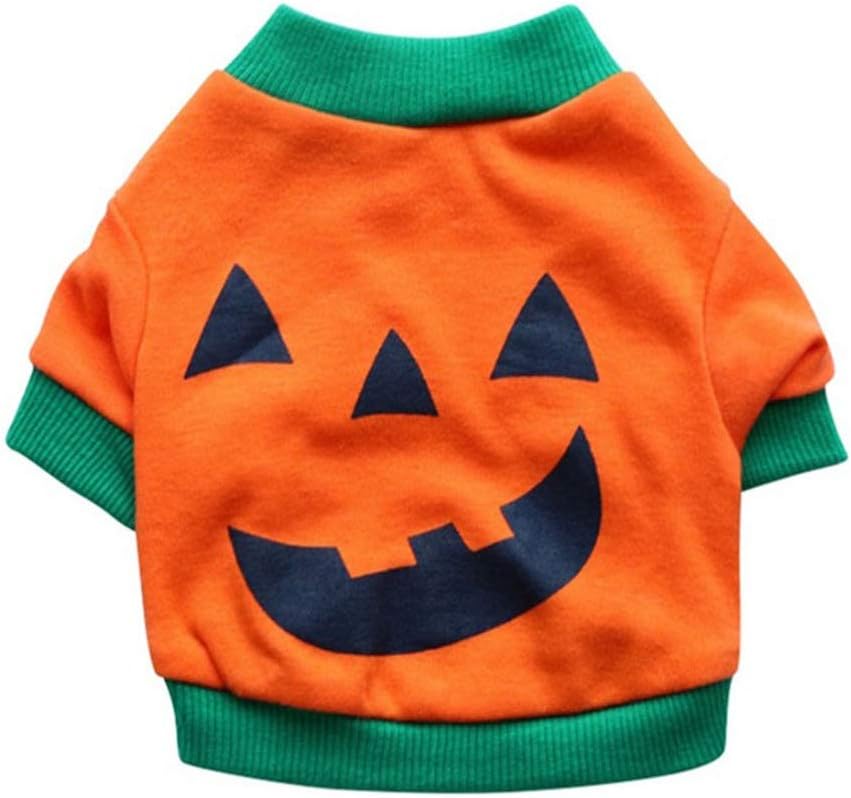 ibasenice Dog Halloween Pumpkin Head T-Shirt Dog Pumpkin Costume Pet Halloween Cosplay Costumes for Small Medium Dogs (Size M)
