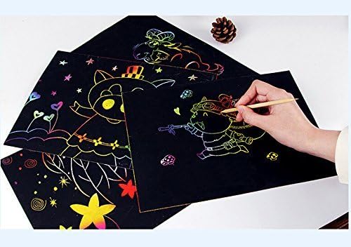 4 Pack Rainbow Scratch Paper Art Books for Kids, Magic Scratch Off Craft Kit for Girls and Boy Teen Birthday, DIY Party Favor, Christmas, Halloween, Coloring Fun Activity