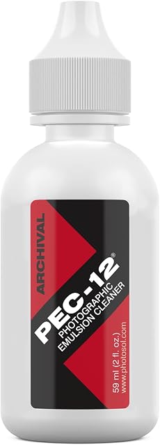 PEC-12 Photographic Emulsion Cleaner - Non-Water Based Stain, Grease, and Ink Remover from Emulsions and Bases for Cleaning Film, Photo Negatives, B&W Slide - with Dropper Tip (2oz)